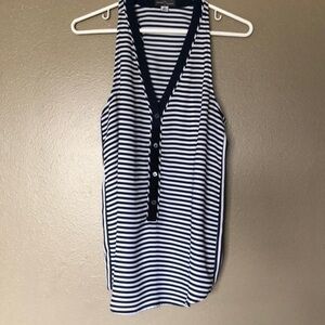 Market and Spruce Navy and White Striped Tank Top